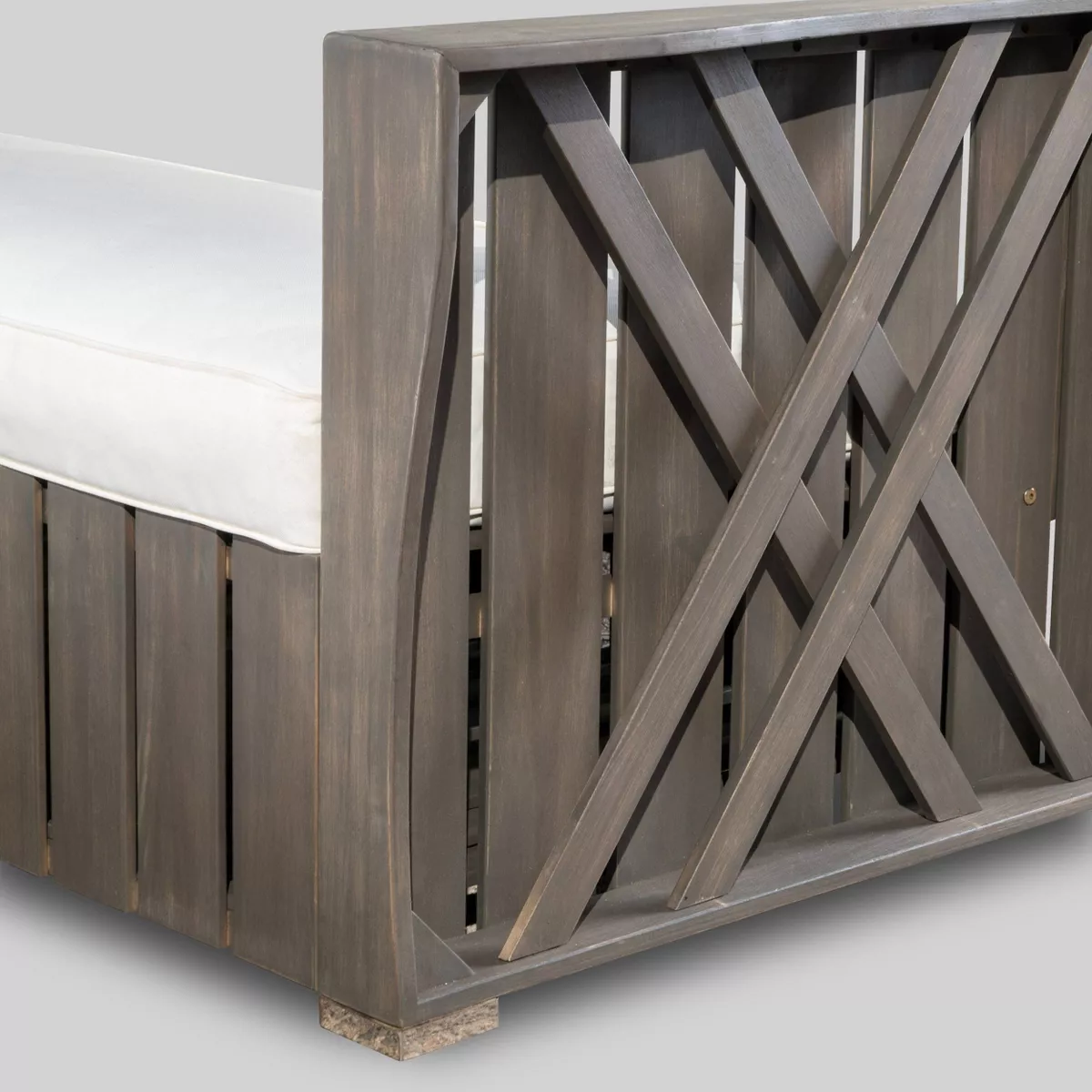 Cadence 2pc Acacia Wood Patio Loveseat & Coffee Table Set - Gray/Creme - Christopher Knight Home
