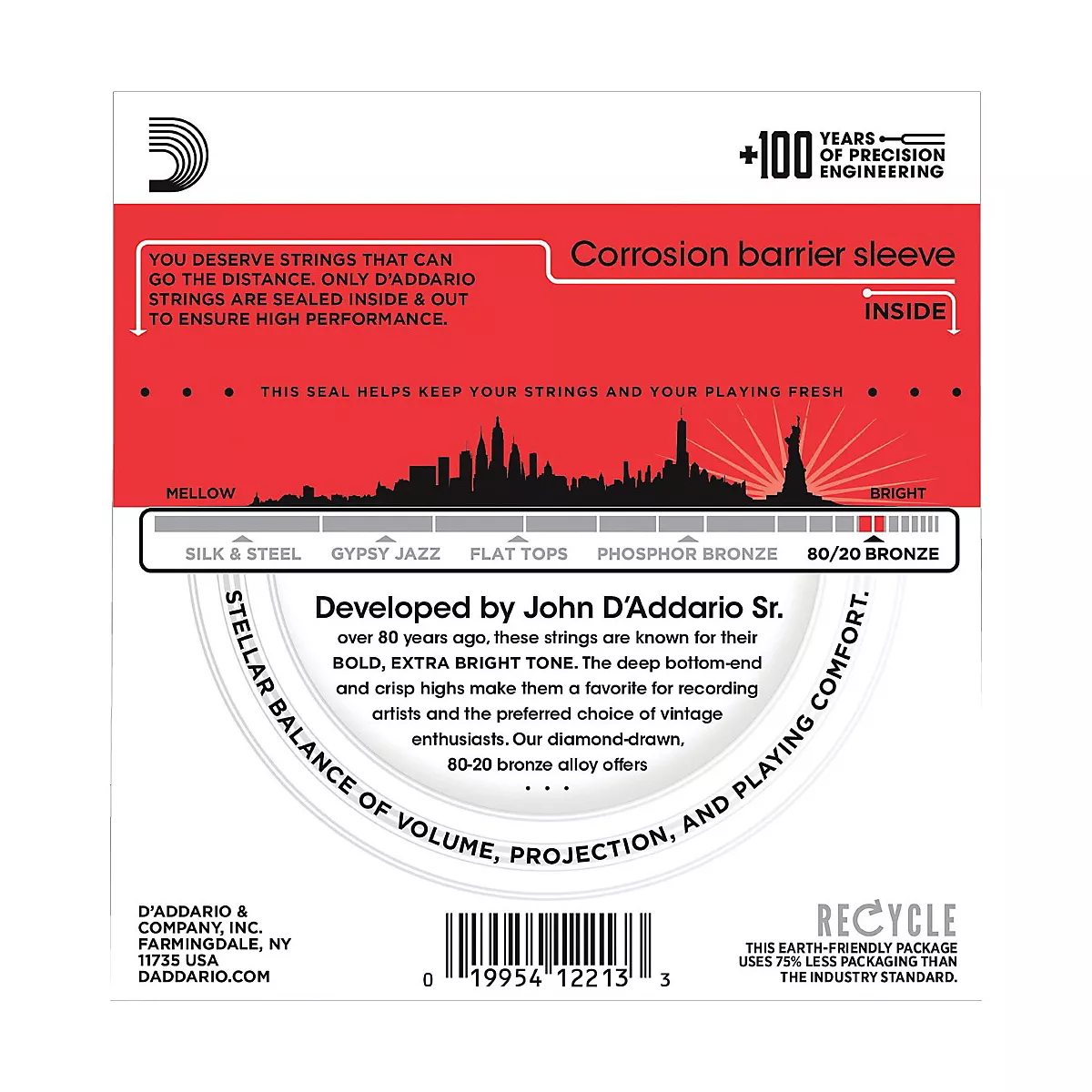 D'Addario EJ12 80/20 Bronze Medium Acoustic Guitar Strings