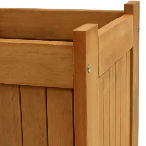 Sunnydaze Outside Meranti Wood Outdoor Planter Box with Teak Oil Finish for Garden, Porch and Patio - 16