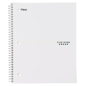 Five Star 1 Subject Wide Ruled Solid Spiral Notebook (Color Will Vary)