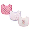 Luvable Friends Baby Girl Cotton Drooler Bibs with Fiber Filling 3pk, Owl, One Size