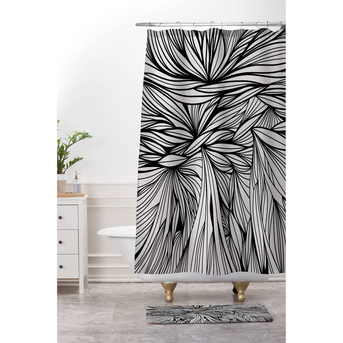 Gabi Neverland Shower Curtain Black - Deny Designs