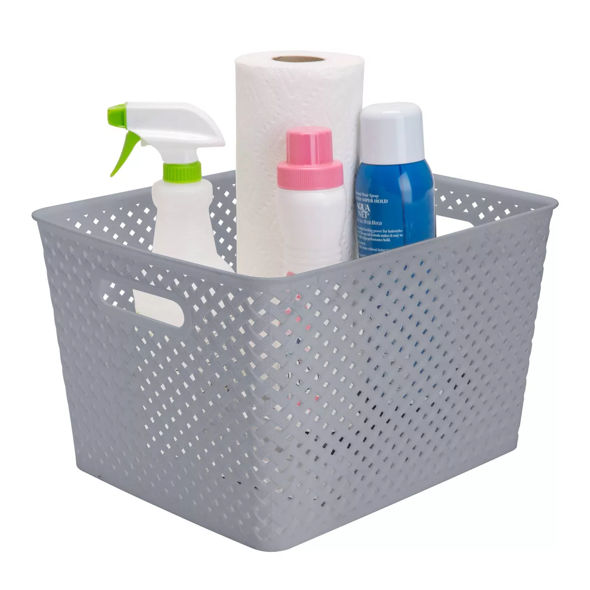 Simplify Resin Wicker Storage Bin Large Gray