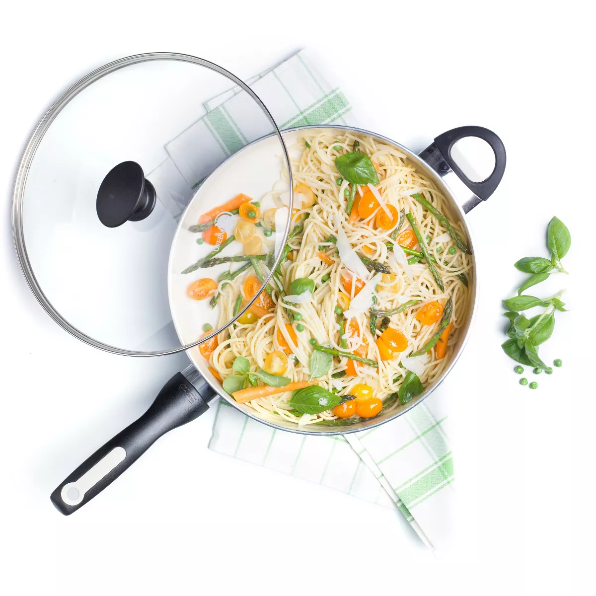 GreenPan Rio 5qt Ceramic Non-Stick Covered Saute Pan with Helper Handle Black