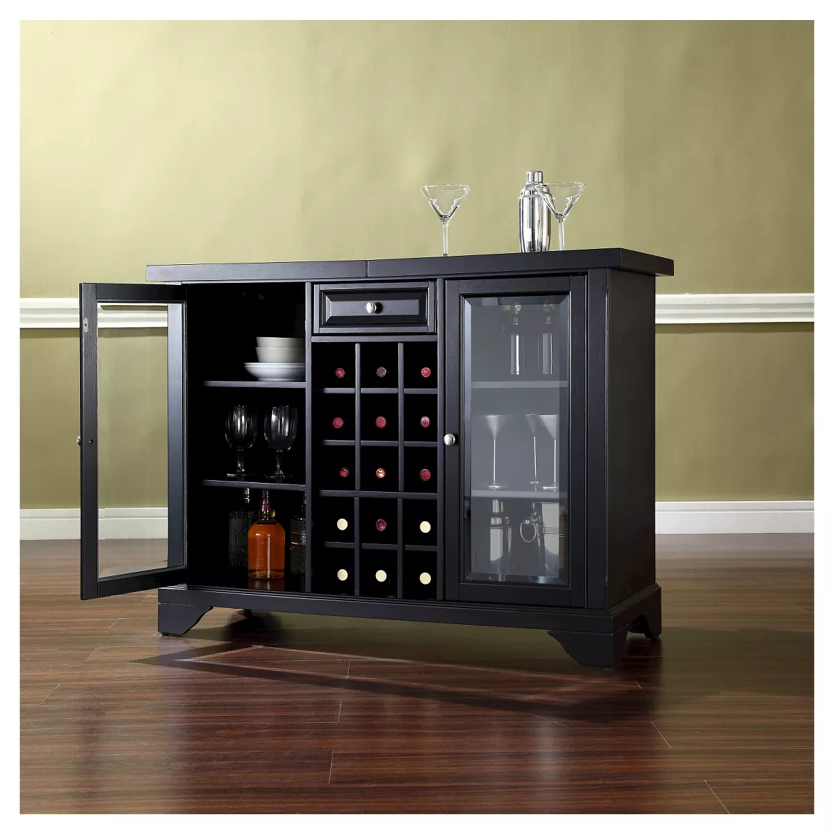 LaFayette Sliding Top Bar Cabinet - Black - Crosley