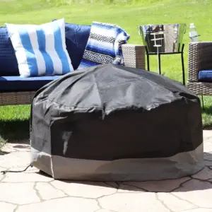 Sunnydaze Outdoor Heavy-Duty Weather-Resistant 300D Polyester Round 2-Tone Fire Pit Cover - 36