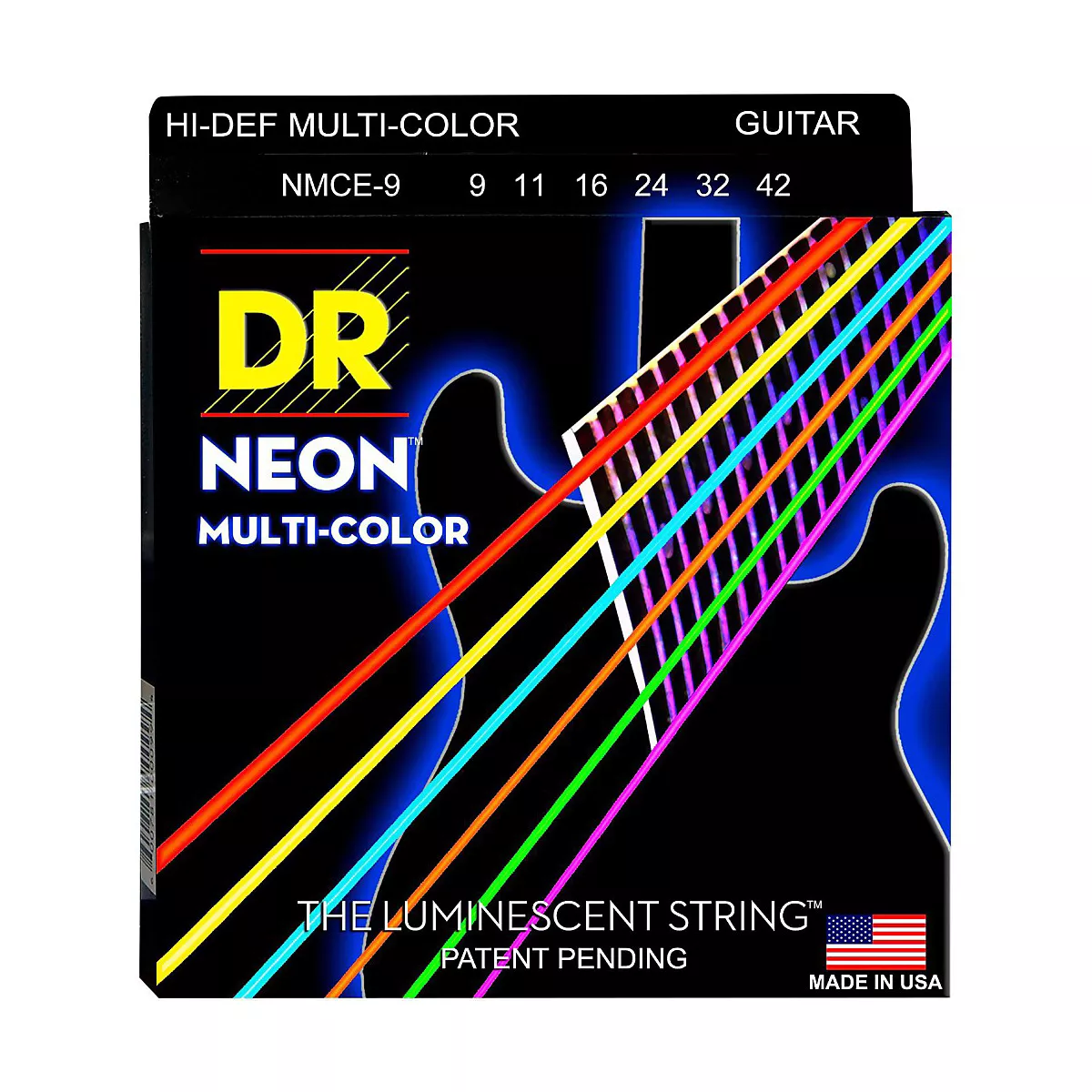 DR Strings Hi-Def NEON Multi-Color Coated Lite Electric Guitar Strings