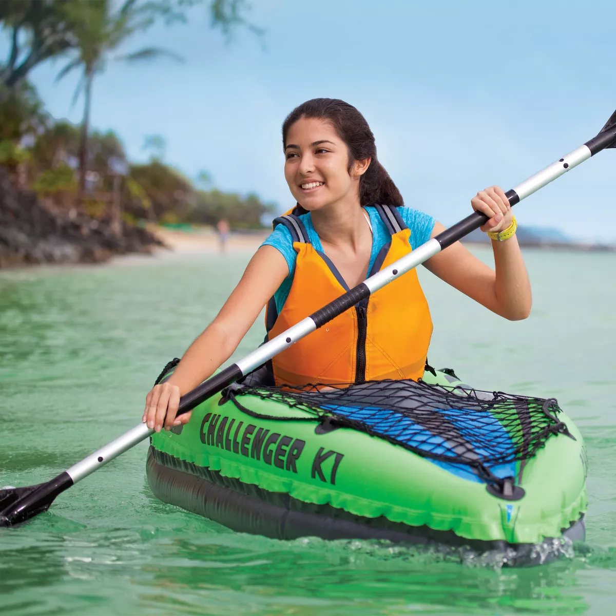 Intex 1-Person Inflatable Kayak w/ 2-Person Inflatable Kayak both w/ oars & pump