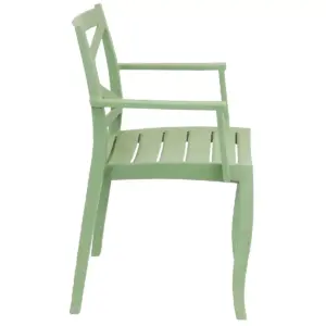 Sunnydaze Polypropylene Tristana Stackable Outdoor Patio Arm Chair, Green
