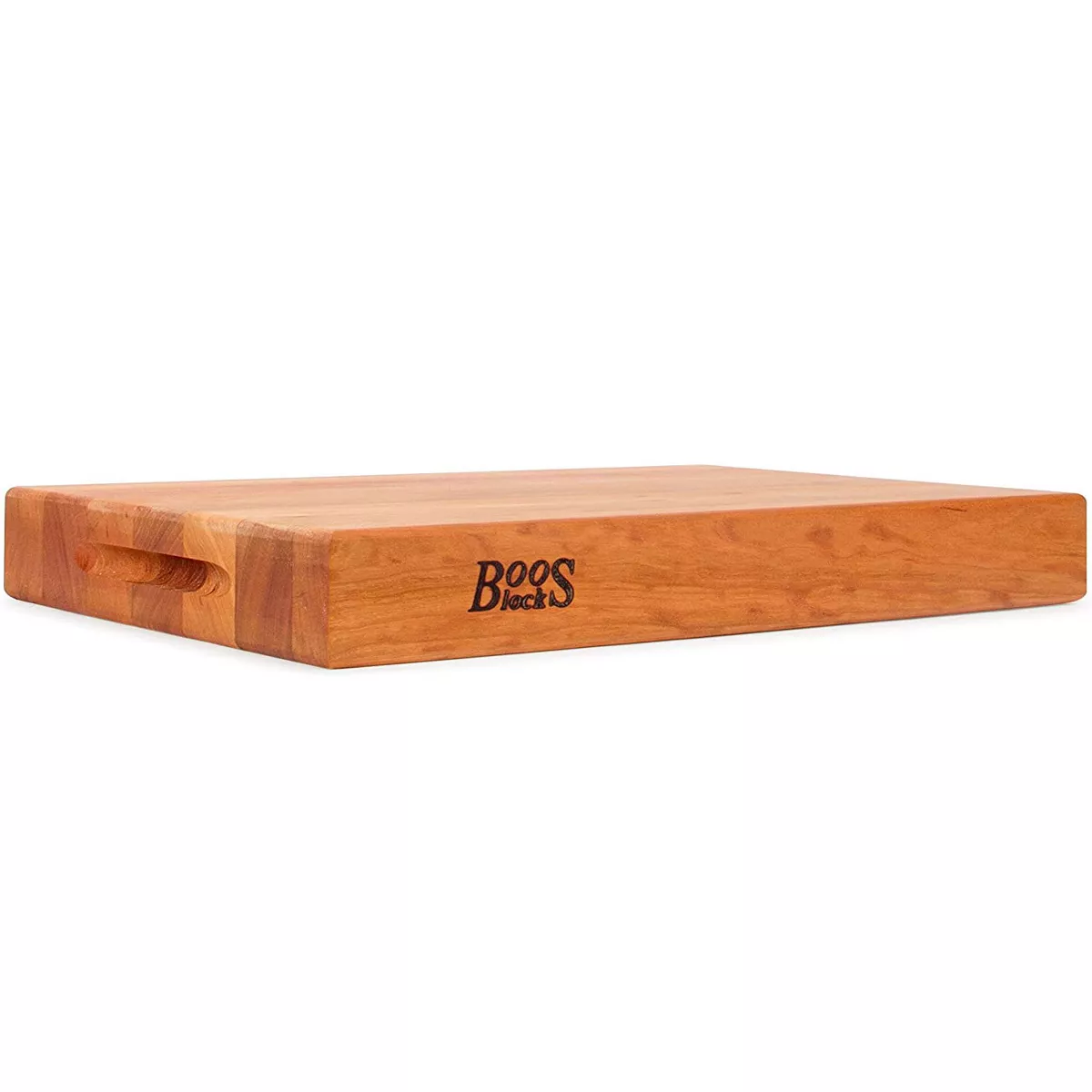 John Boos 18 Inch Wide 2.25 Inch Thick Reversible Butcher Cutting Board Block with Two Sided Hand Grips , 18 x 12 x 2.25 Inches, Cherry Wood