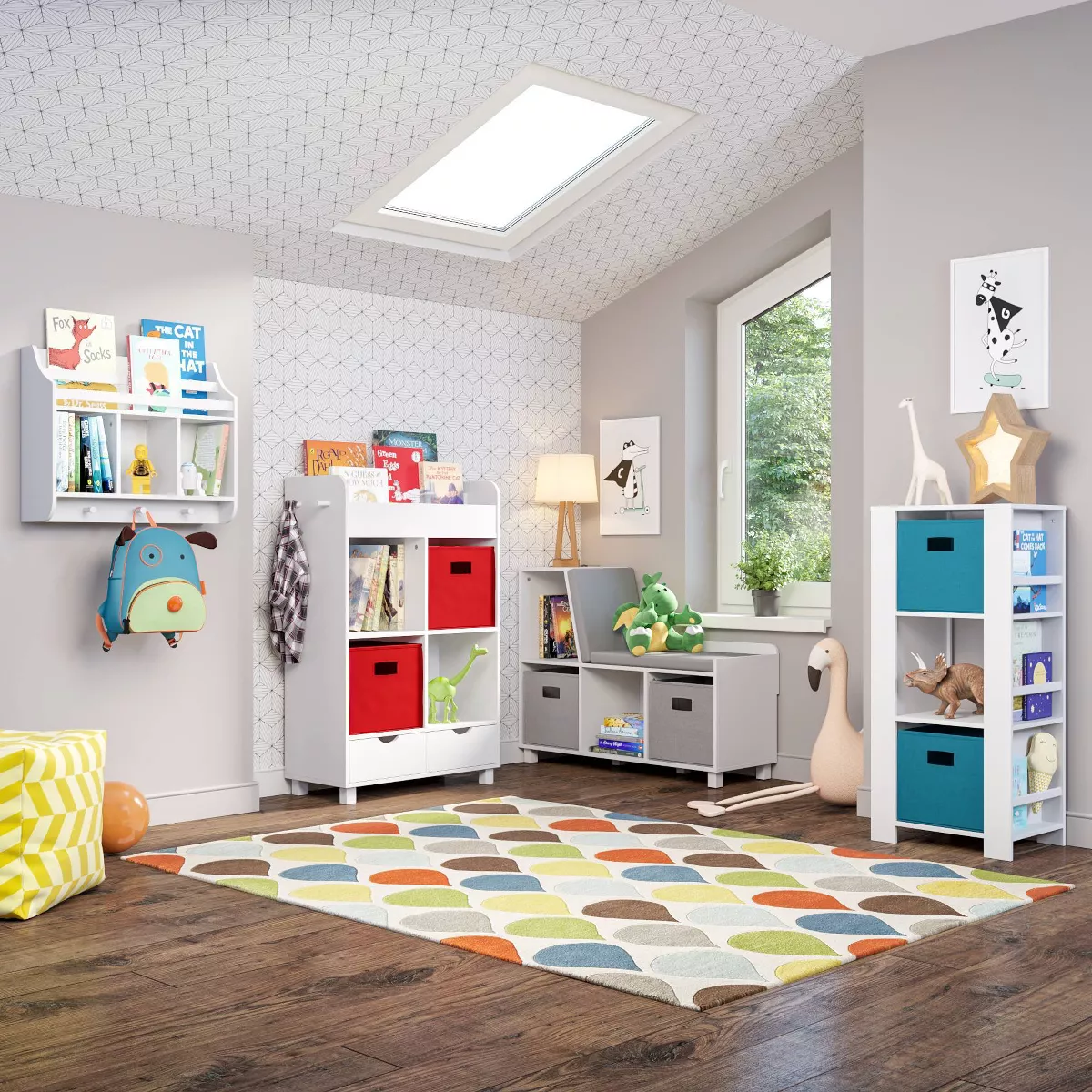 Book Nook Kids' Wall Shelf with Cubbies and Book Rack - RiverRidge