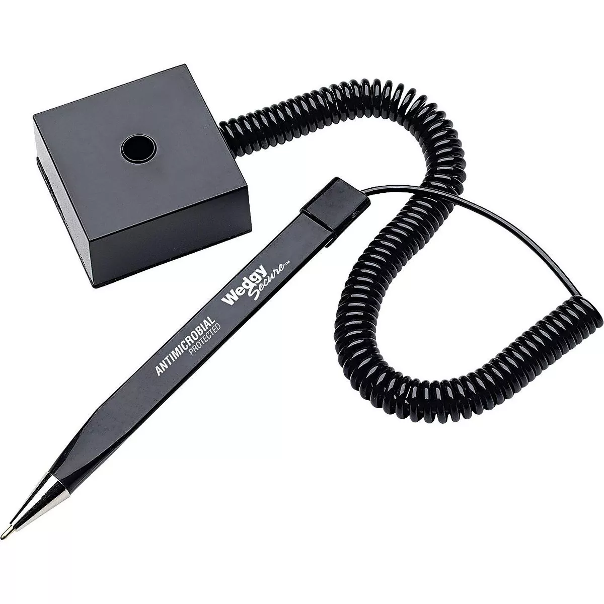 MMF Industries™ Wedgy Secure Ballpoint Stick Coil Pen with Square Base Black Ink Fine 25828504