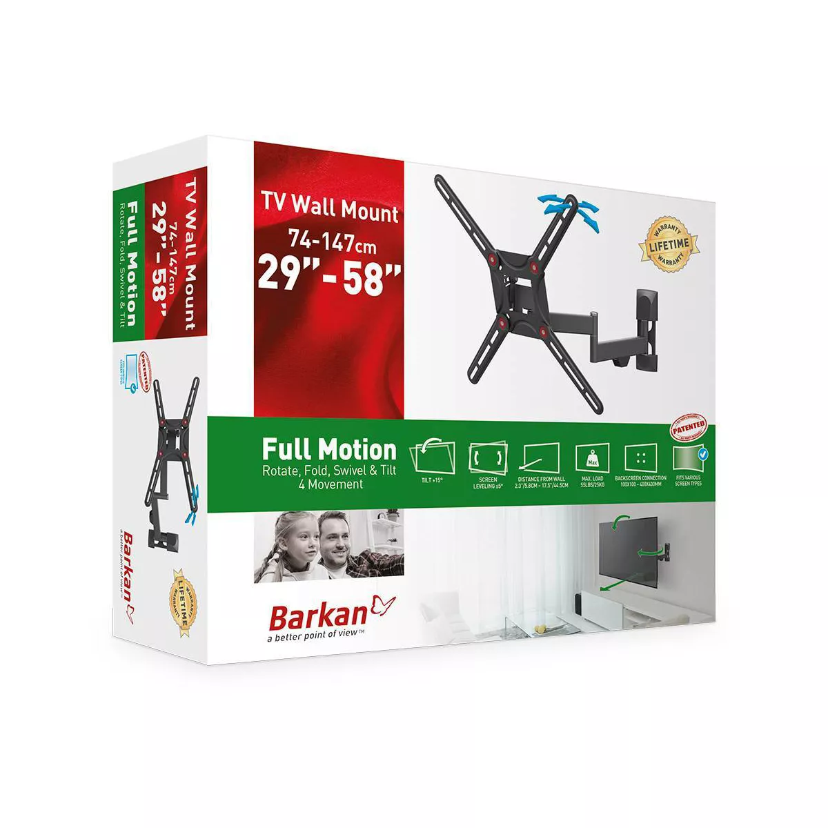 Barkan Rotating, Swivel, Fold & Tilt Flat / Curved 29"-58" TV Wall Mount