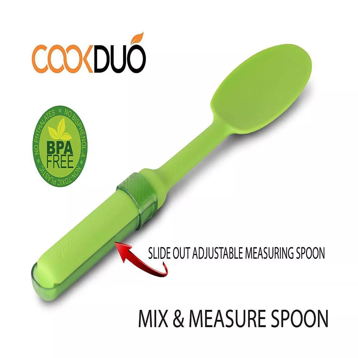 Cookduo Mix & Measure Spoon - Silicone Spoon with Adjustable Measuring Spoon FDA
