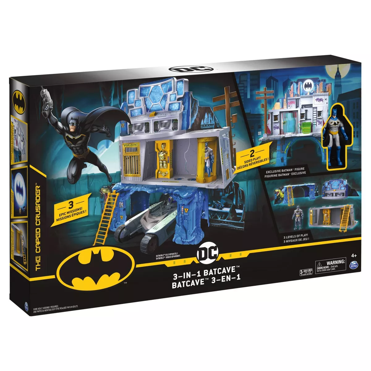 BATMAN 3-in-1 Batcave Playset with Exclusive 4