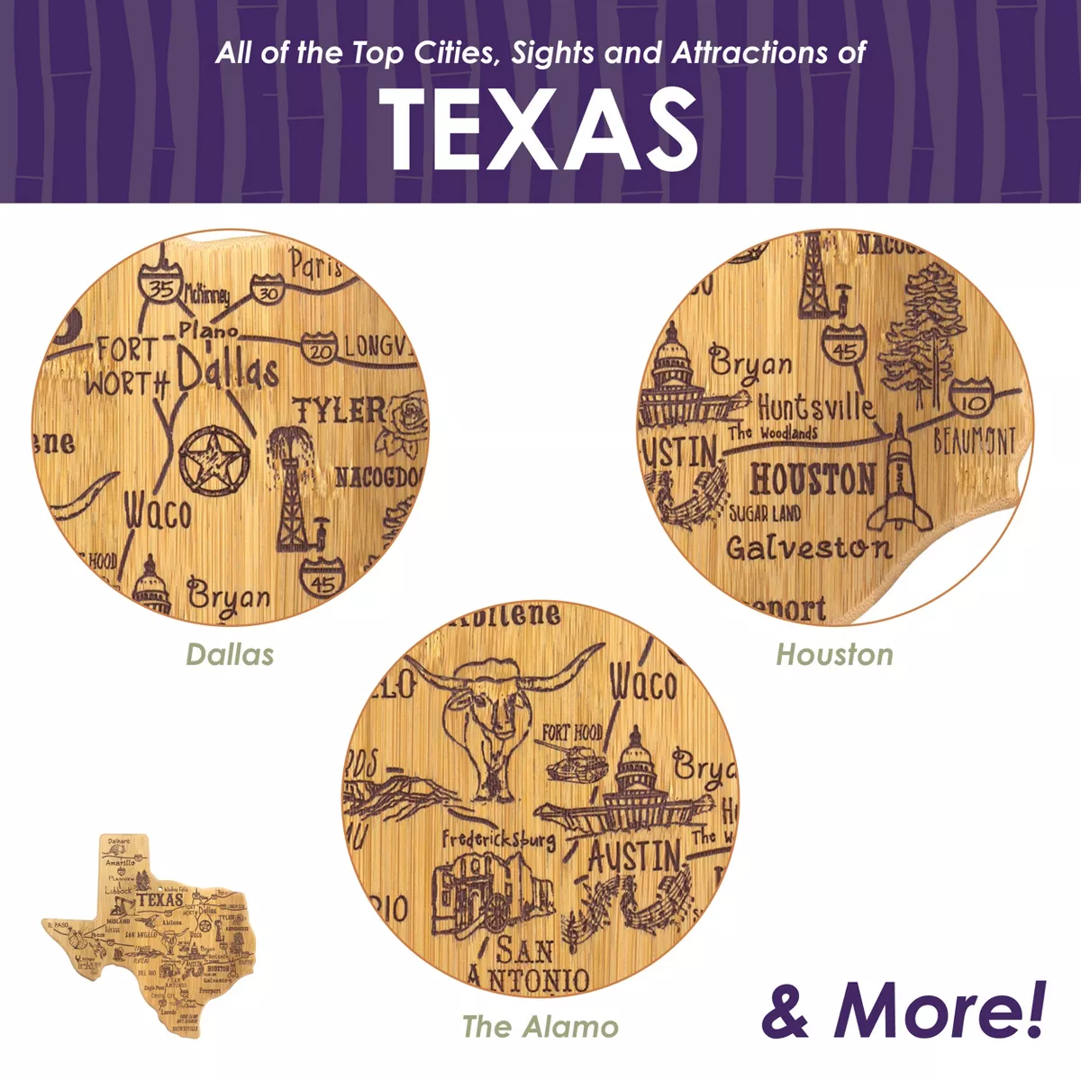 Totally Bamboo Destination Texas Cutting Board 14