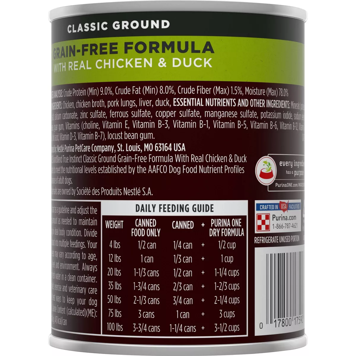 Purina ONE SmartBlend True Instinct Grain Free Classic Ground Wet Dog Food with Real Chicken & Duck - 13oz