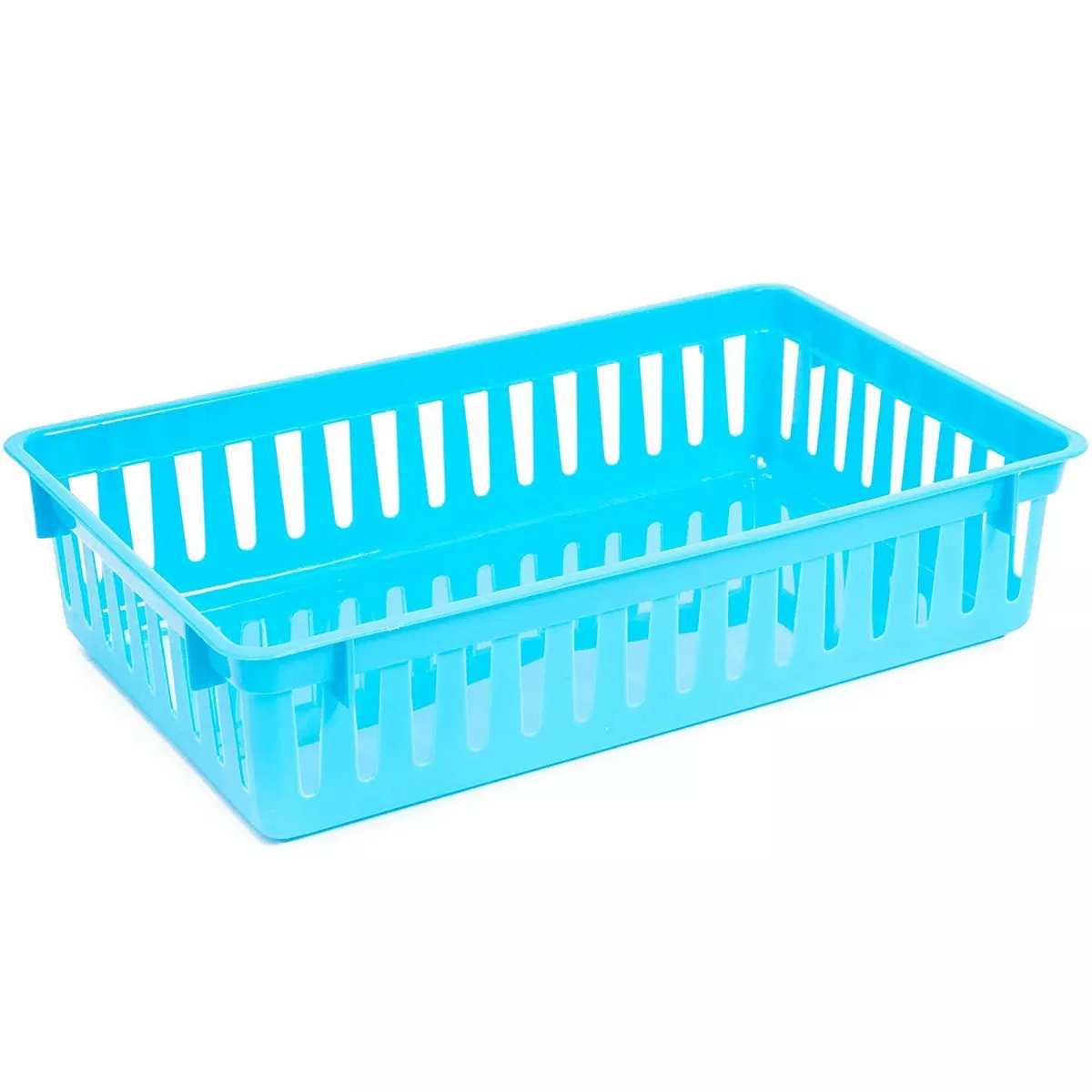 8 Pack 4 Colors Plastic Pen & Pencil Storage Baskets Trays for Classroom Organizer Drawers Shelves Closet and Desk