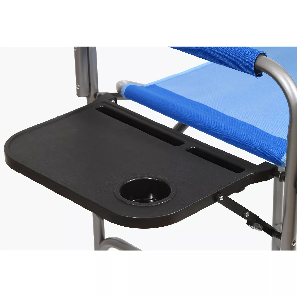 Kamp-Rite KAMPCC106 Director's Chair Outdoor Furniture Camping Folding Sports Chair with Side Table and Cup Holder, 2 Tone Blue