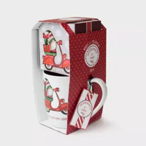 16oz Ceramic Gnome on Motorcycle Mug and Puzzle Gift Set - Peppermint & Pine