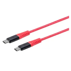 Monoprice Durable USB 2.0 Type-C Charge and Sync Kevlar Reinforced Nylon-Braid Cable - 10 Feet - Red | 5A/100W, Aluminum Connectors - AtlasFlex Series