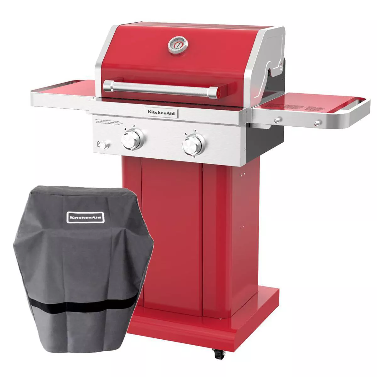 KitchenAid 720-0891CACO 2 Burner Stainless Steel Gas Grill with Grill Cover - Red