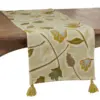72" x 16" Cotton Embroidered Floral Table Runner Green - Saro Lifestyle