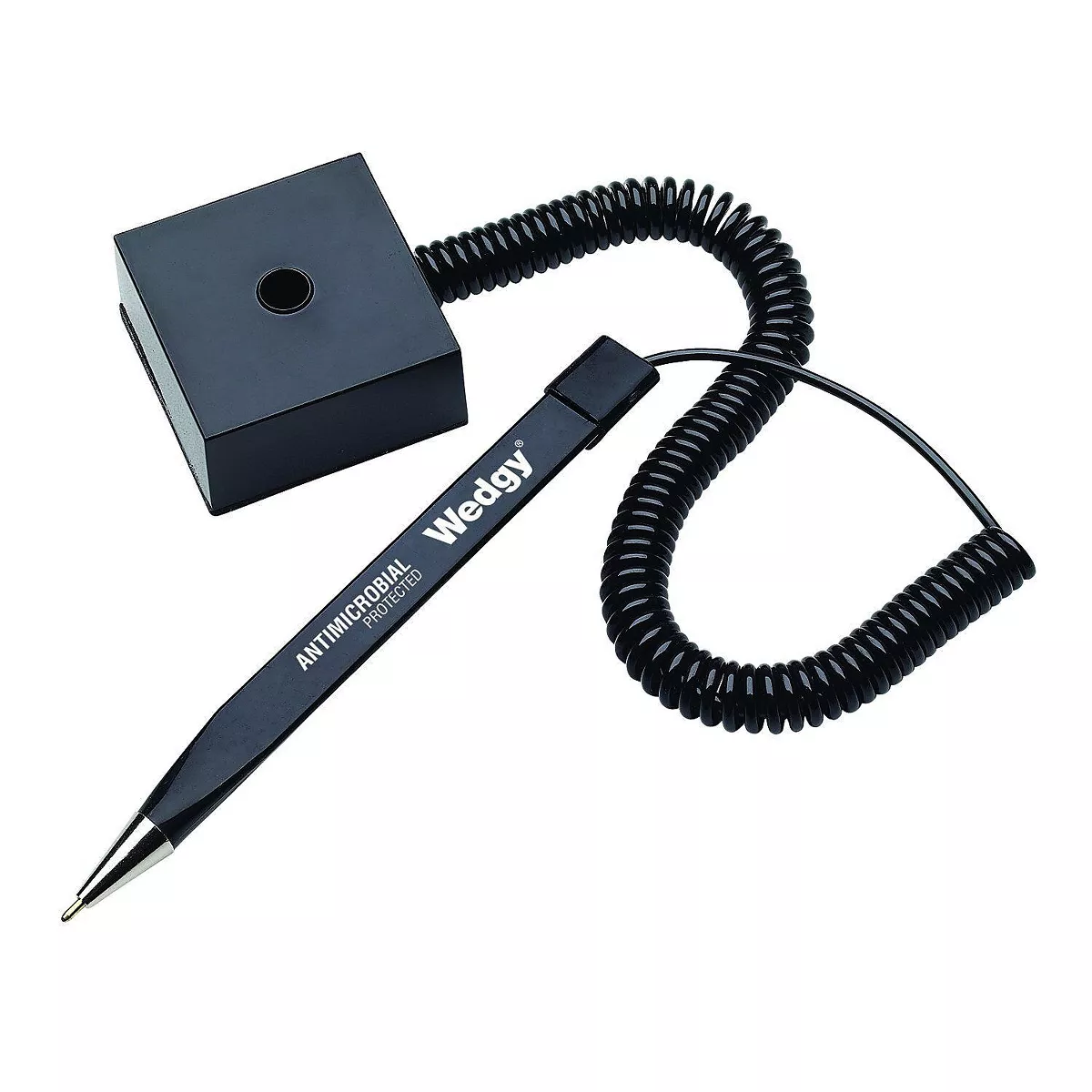 MMF Industries™ Wedgy Secure Ballpoint Stick Coil Pen with Square Base Black Ink Fine 25828504