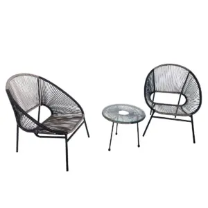 Outdoor 3pc Conversation Set - Black - TK Classics