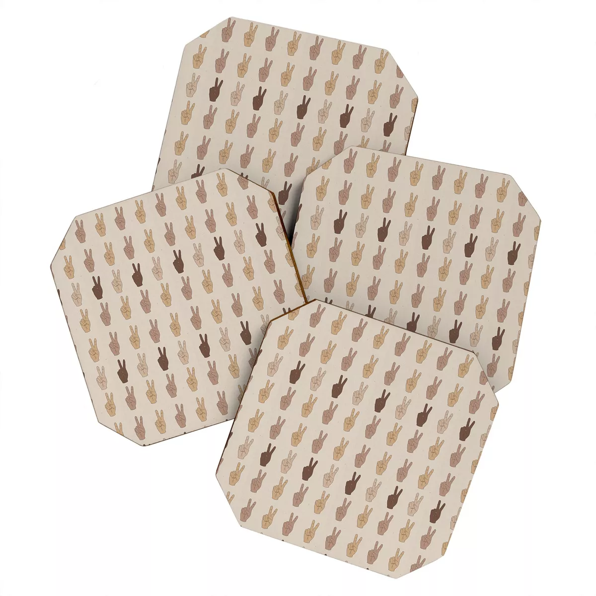Iveta Abolina Peace Hands Tan Set of 4 Coasters - Deny Designs