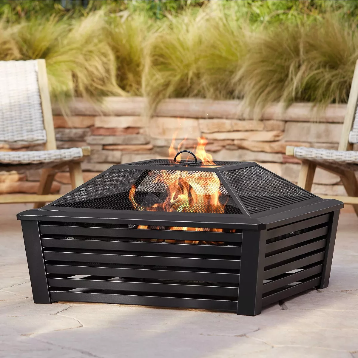 John Timberland Black Outdoor Fire Pit Square 35