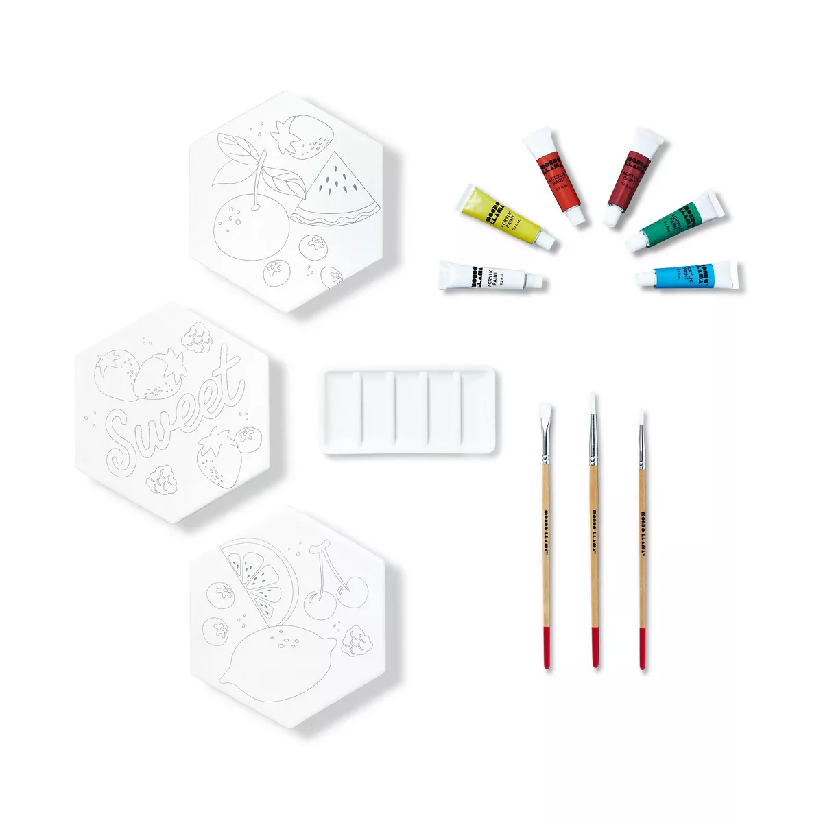 3ct Paint-Your-Own Hexagon Canvas Kit Fruit - Mondo Llama™