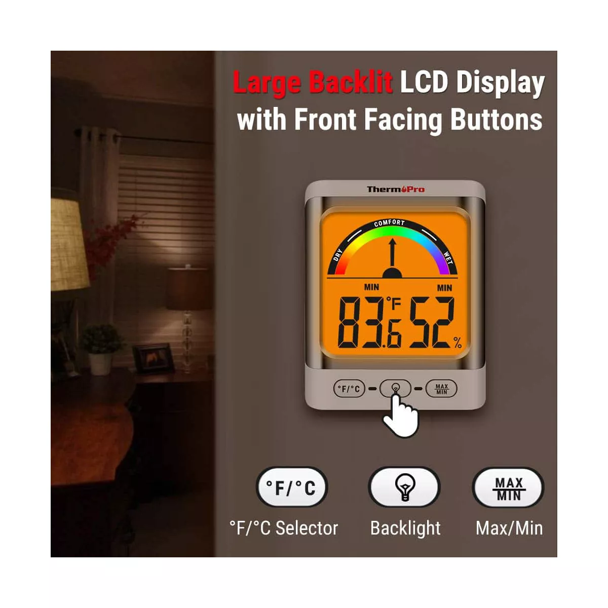 ThermoPro TP52 Digital Hygrometer Indoor Thermometer and Humidity Monitor