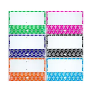 JAM Paper Glossy 3-Hole Punched 2-Pocket School Folders, Assorted Damask 31237925