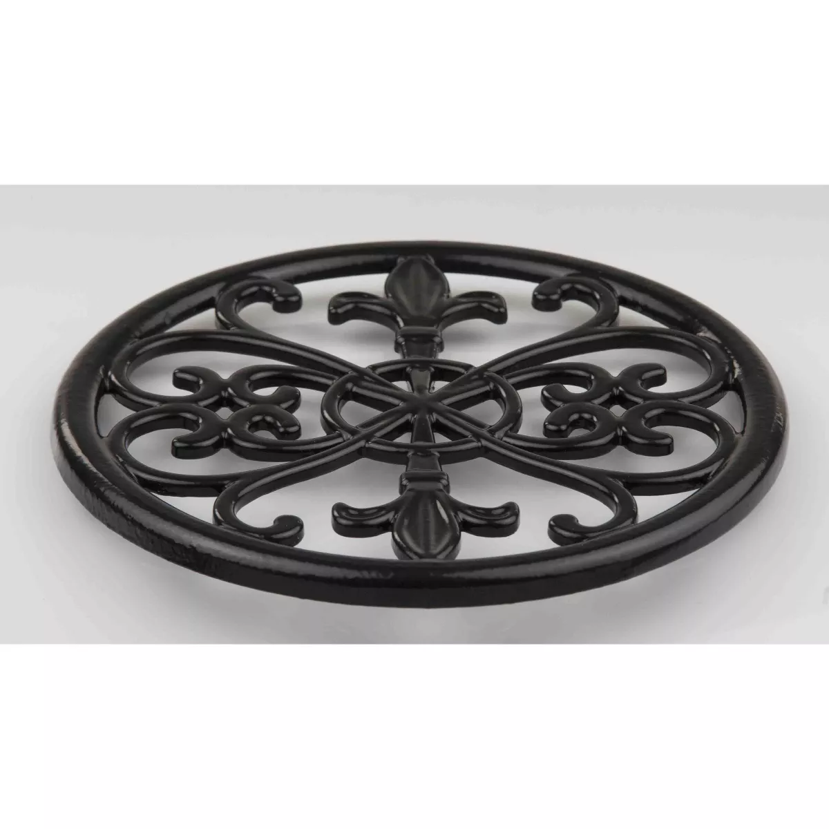 Home Basics Cast Iron Fleur De Lis Trivet, Black