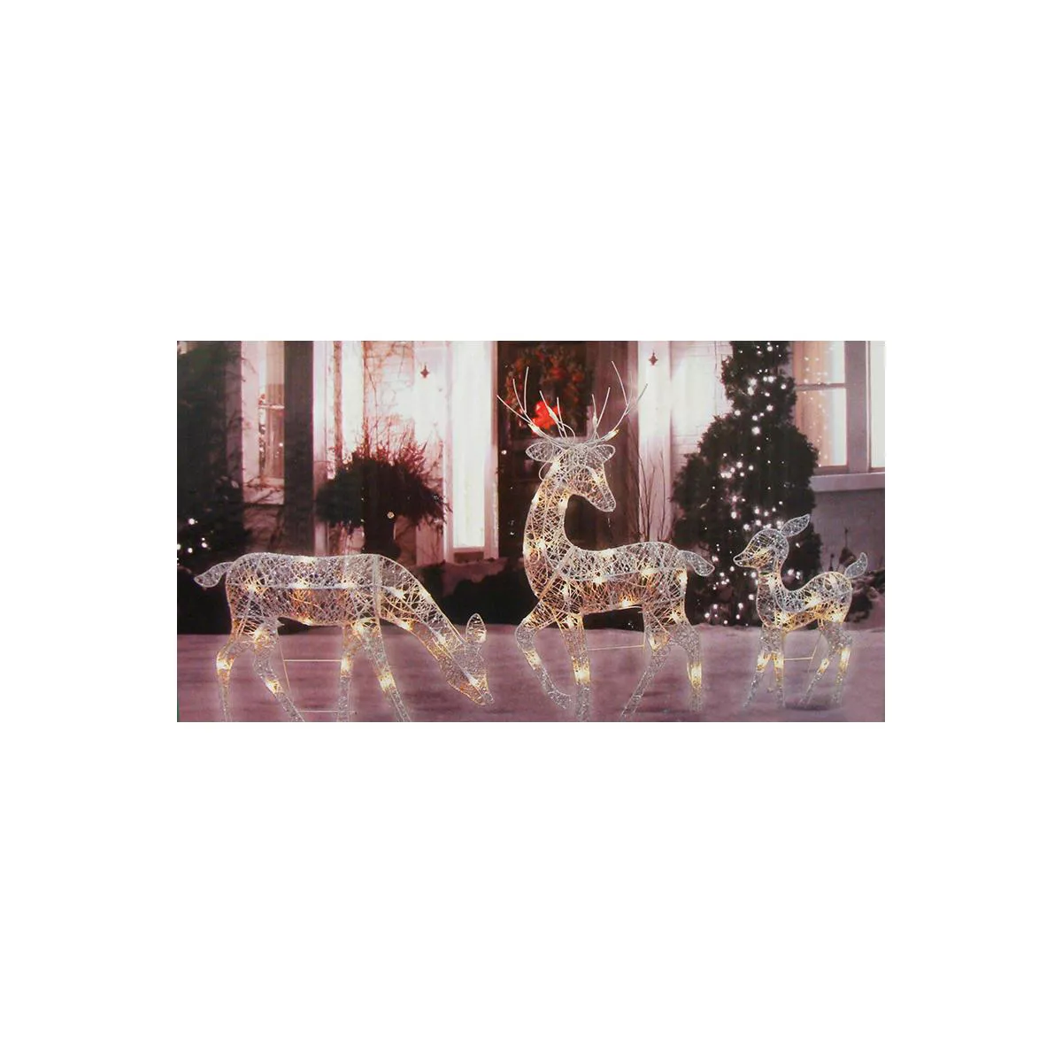 Penn Set of 3 White Glittered Lighted Christmas Outdoor Decors 30