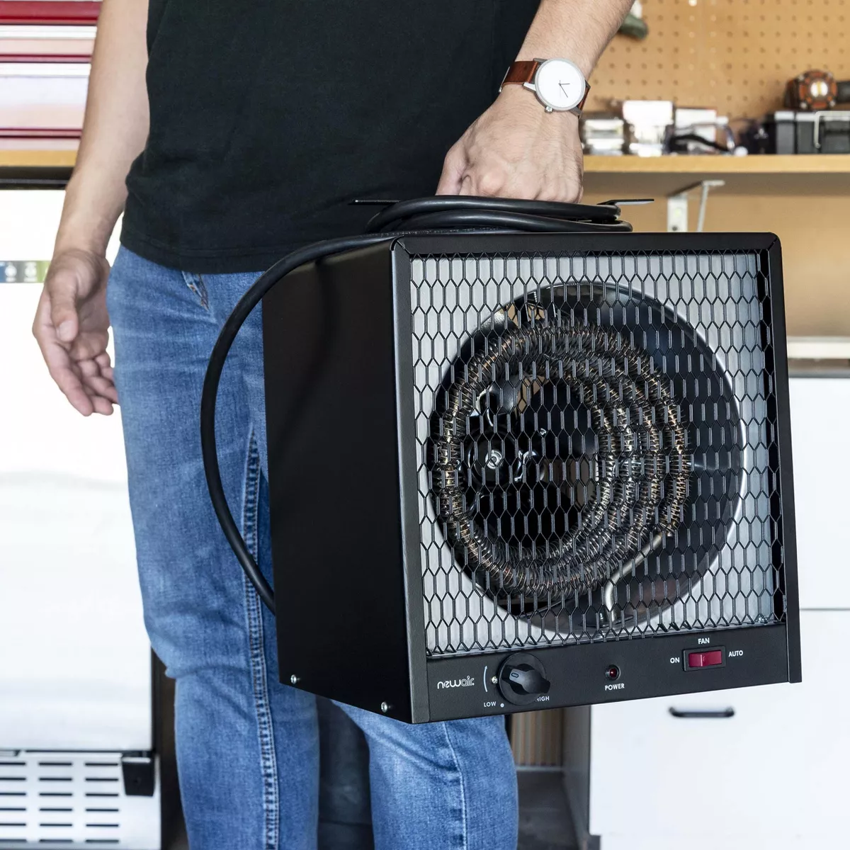 NewAir Portable 240v Electric Garage Heater, 800 sq. ft. with 6-Foot Cord Wrap and Carrying Handle, Perfect for Garages, Workshops and More