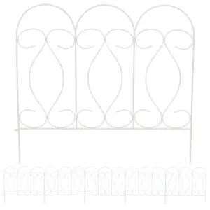 Sunnydaze Outdoor Lawn and Garden Metal Traditional Style Decorative Border Fence Panel Set - 10' - White - 5pk