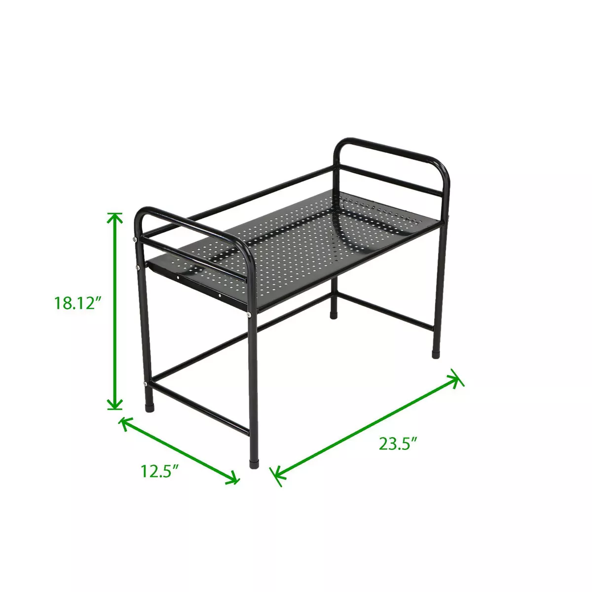 MIND READER Metal Rack Utility Shelf and Microwave Stand with Hooks on the Side (BLACK)