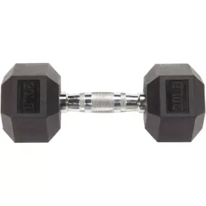 Sporzon Exercise Equipment Rubber Encased Pair of Hexagon Handheld Weight Dumbbells with Contoured Non Slip Handles for Home Fitness, 20 Pounds
