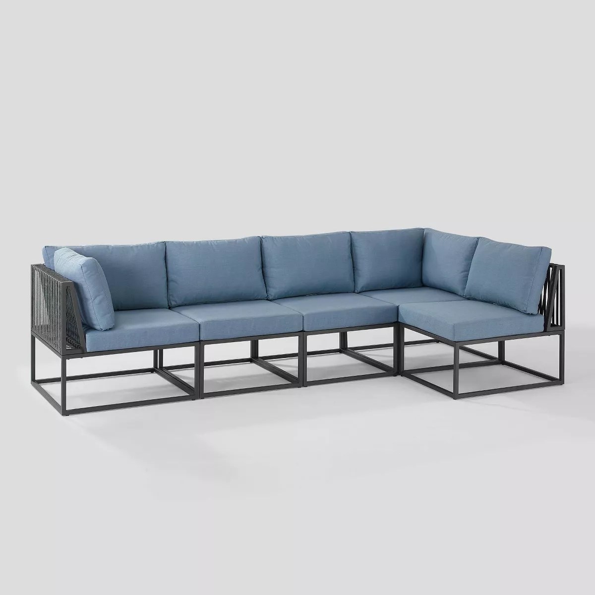 5pc Outdoor Cord Modular Sectional - Blue - Saracina Home