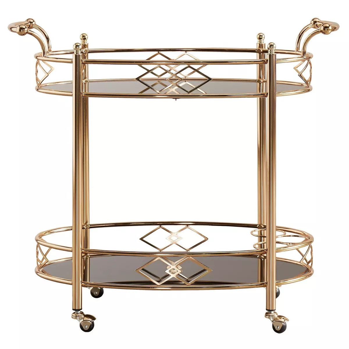 Annie Vintage Metal and Glass Bar Cart Rose Gold - Inspire Q