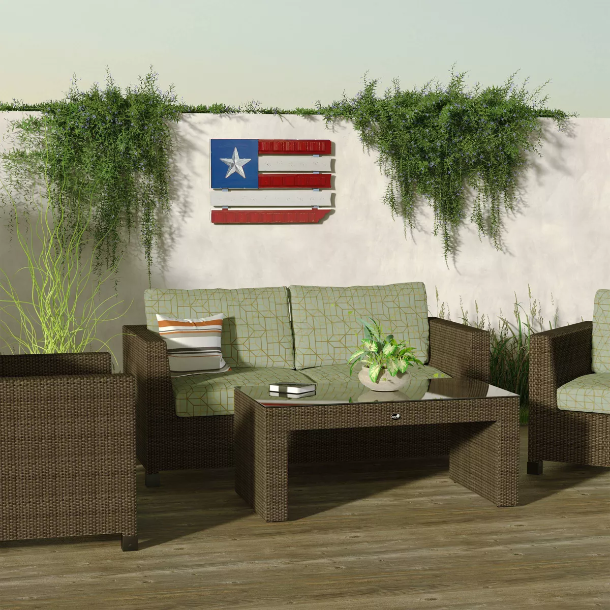 Wood & Metal Flag Wall Decor - Alpine Corporation