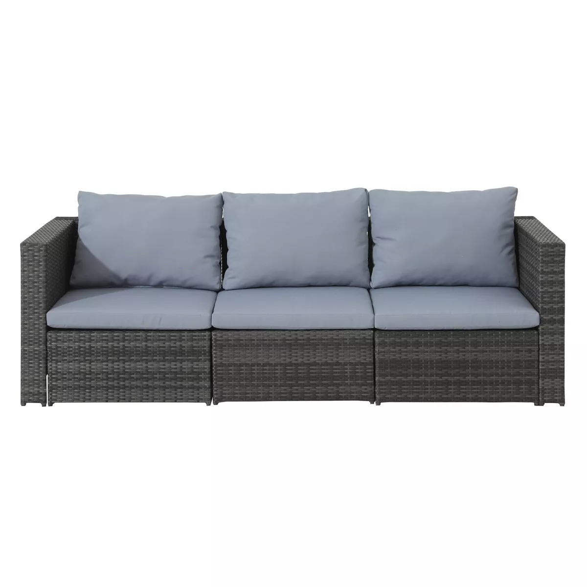 5pc Wicker Rattan Sofa Set with Gray Cushions - Accent Furniture
