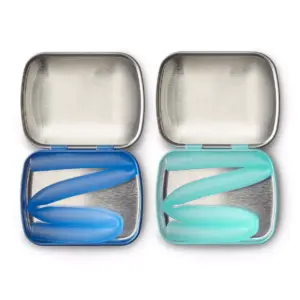 GoSili 2pk Reusable Standard Straw Tins Cobalt/Mint
