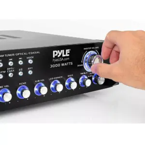 Pyle PWMA4004BT Powerful 3000 Watt 4 Channel Bluetooth Hybrid Amplifier Receiver with 2 Battery Powered Handheld Microphones & Remote Control (2 Pack)
