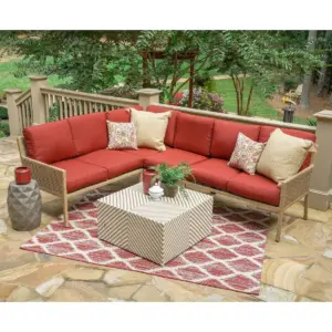 Riviera 5pc Wicker Patio Sectional - Red - Leisure Made