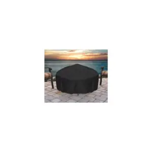 Sunnydaze Outdoor Heavy-Duty Weather-Resistant PVC and 300D Polyester Round Fire Pit Cover with Drawstring and Toggle Closure - 36