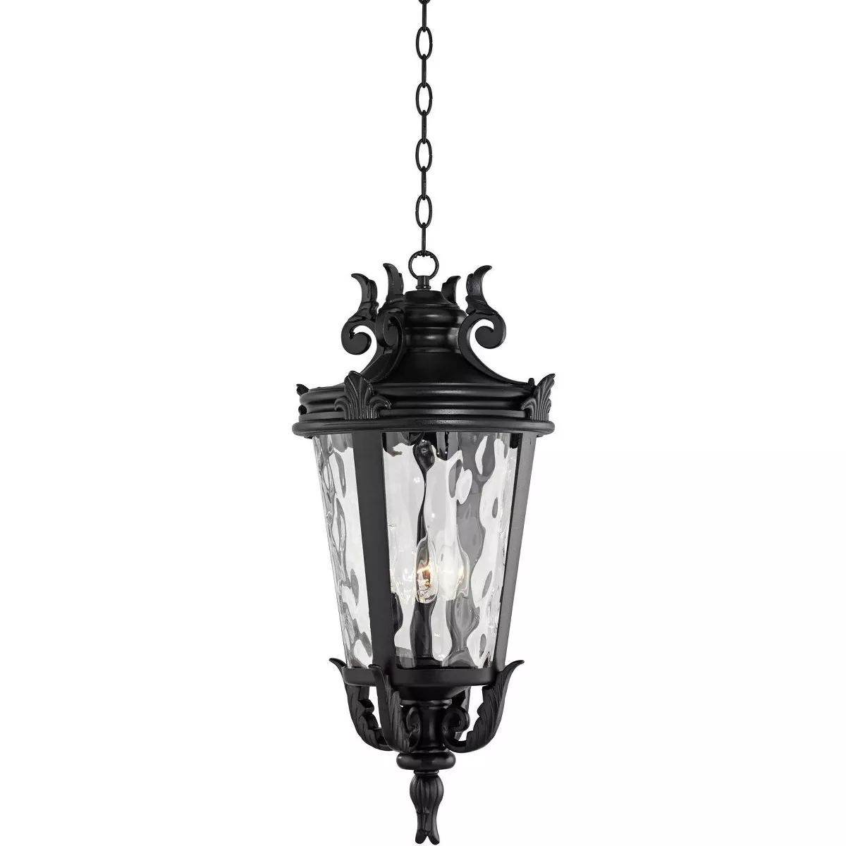 John Timberland Traditional Outdoor Ceiling Light Hanging Black Scroll 26 1/4