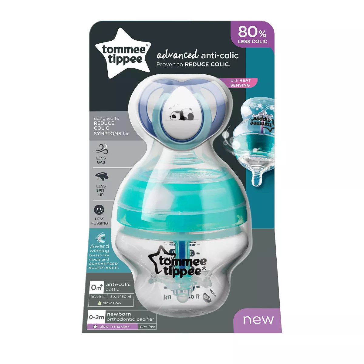 Tommee Tippee Advanced Anti-Colic Baby Bottle with Newborn Pacifier - 0-2 Months - 5oz